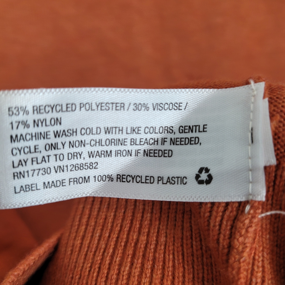 NWT Burnt Orange Cardigan Recycled Materials Size Large - Picture 6 of 6